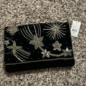NWT Velvet Embroidered Clutch